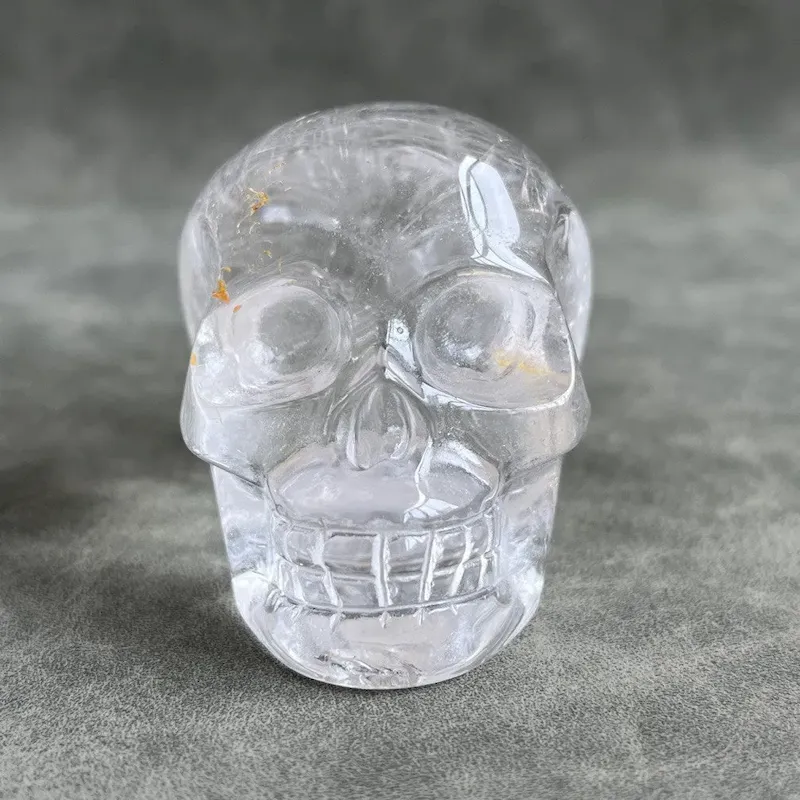 Quartz Crystal Skull Expands Psychic Energy Tibetan White Quartz Crystal lion chiseled - Clear Quartz